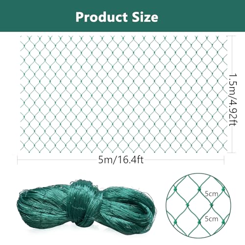 Bird Netting for Chicken Coop, Poultry Netting Over Chicken Run & Chicken Pen, Heavy Duty Nylon Nettings Reusable, UV-Resistant, Garden Netting Aviary Net Fruit Tree Nettings - size: 1.97"-4.92' x 16.4'