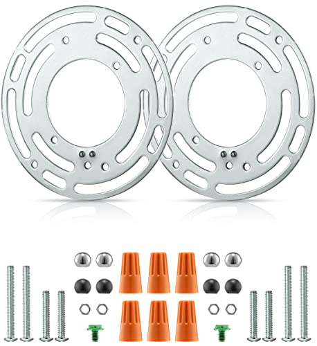 Qc 2 Pack Universal Light Fixture Mounting Bracket, 4 Inches Diameter Steel Crossbar Plate with Ground Screw for Mount Wall Light, Close to Ceiling Light, Chandelier Silver - size: Size-1