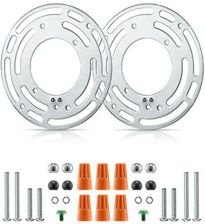 Qc 2 Pack Universal Light Fixture Mounting Bracket, 4 Inches Diameter Steel Crossbar Plate with Ground Screw for Mount Wall Light, Close to Ceiling Light, Chandelier Silver - size: Size-1
