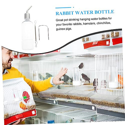 2pcs Hanging Water Bottle Dispenser for Rabbits Chinchillas Guinea Pigs Leakproof Durable Pet Drinking Transparent Design for Easy Monitoring