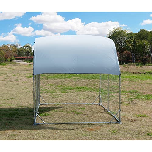 Large Metal Chicken Coop, Walk-in Poultry Cage Galvanized Hen Playpen House Dome Shaped Coop with Waterproof and Anti-Ultraviolet Cover and Lockable Door for Outdoor, Backyard Farm (6.23’ L x 9.2’ W) - size: 110.0"L x 75.0"W x 77.0"H