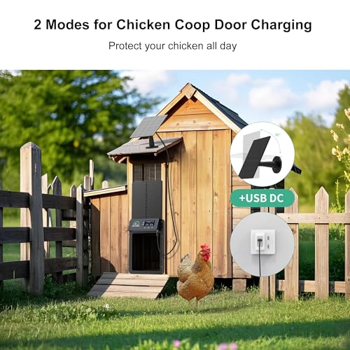 Automatic Chicken Coop Door,Multi-Modes for Chicken Door,Auto Chicken Coop Door with Anti-Pinch Feature,Automatic Coop Door with LCD Display,Run Chicken Automatic Door with Timer & Light Sensor