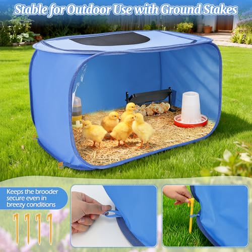 Chicken Brooder Box for Chicks, Pop Up Chick Brooder Kit with Clear Window, Waterproof Mat & Storage Bag, Square Indoor Outdoor Baby Chicken Starter Kit