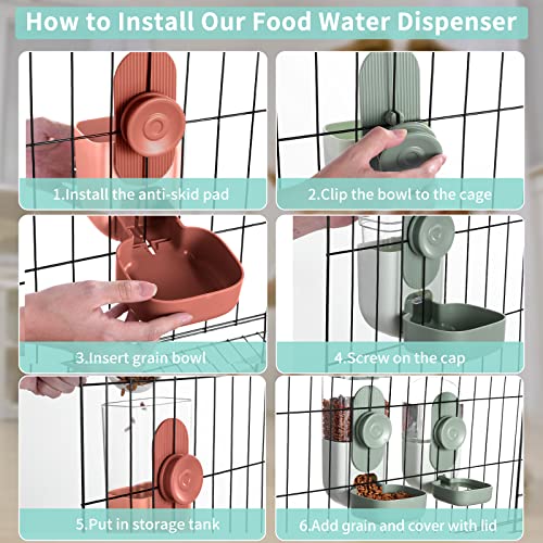 Lemtrflo Hanging Automatic Food Water Dispenser,Gravity Rabbit Feeder and Water Dispenser Set for Bunny Chinchilla Guinea Pig Hedgehog Ferret - color: Brown