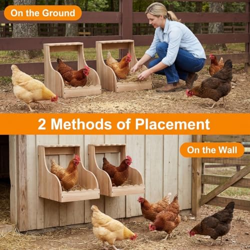 Tlence Single Compartment Hens Nesting Box, 14.5 x 13.75 x 13 Inch Wood Chicken Laying Eggs Boxes, Large Heavy Duty Chicken Coop Nest Box Accessories for Duck Birds Poultry, Easy Assembly