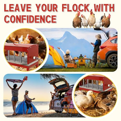 Automatic Chicken Waterer，Stainless Steel Large Chicken Drinker with Float Valve,Multi-Side Drinking Holes and Detachable Legs,Easy Clean Poultry Water Dispenser for Chicken Coop Duck Pigeon,Goose