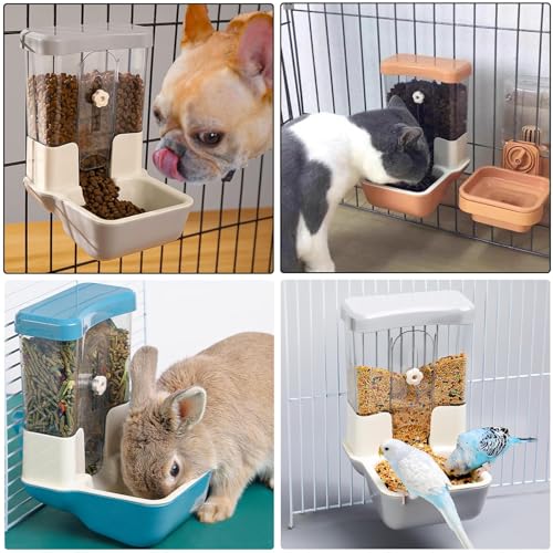 Hanging Automatic Food Dispenser, 27oz Large Capacity Hanging Pet Cage Feeder for Rabbit Bird Chinchilla Hedgehog Guinea Pig Ferret Kitty Puppy (Blue) - color: Blue