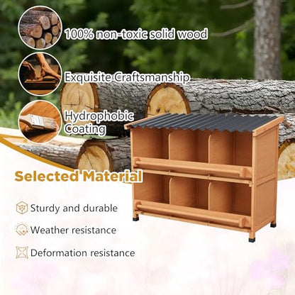Weatherproof Chicken Nesting Boxes, Heavy Duty 6 Compartments Wall Mounted or Floor Use Chicken Coop Laying Boxes with Preventing Egg Falls for Backyard and Farms (6 Compartments) - size: 37.1"L x 17.4"W x 28.4"H