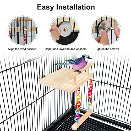 FrgKbTm Bird Perches Cage Toys Parrot Wooden Platform Play Gyms Exercise Stands with Acrylic Wood Swing Ferris Wheel Chewing for Animals Green Cheeks, Baby Lovebird, Chinchilla, Hamster Budgie - color: Platform+Swing