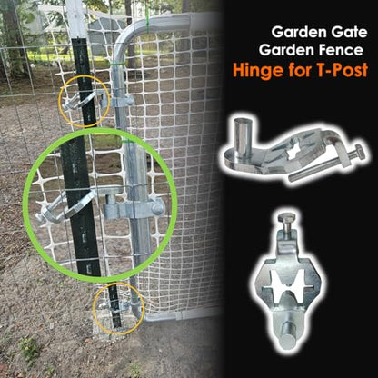 QMARK Fence Gate Hinge Pins, 5/8 Inch, 2 Pack, Galvanized Steel Fence Gate Hangers for Farm and Garden (T-Post Hinge)