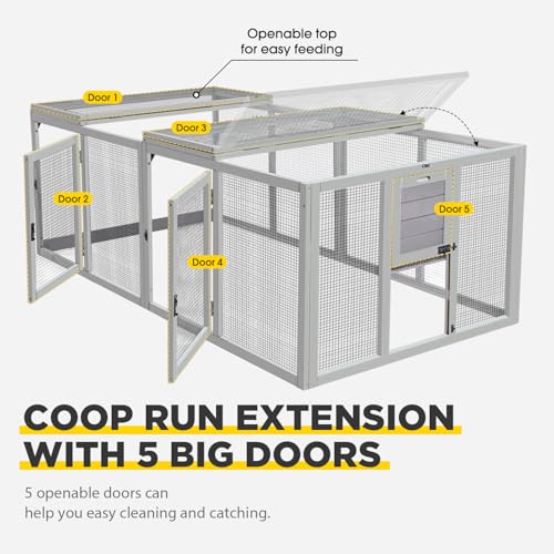 Aivituvin Chicken Coop Run Extension Rabbit Enclosure Outdoor Duck Hen Playpen - color: Grey, size: 79.0"L x 37.8"W x 20.7"H