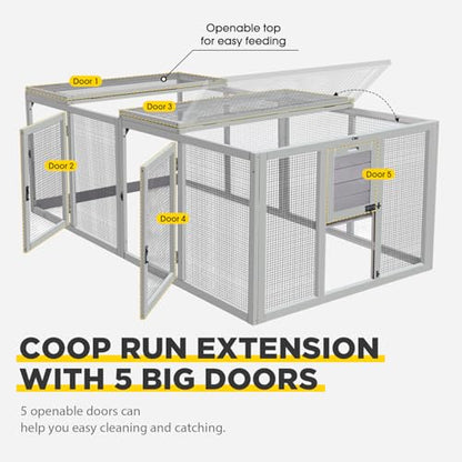 Aivituvin Chicken Coop Run Extension Rabbit Enclosure Outdoor Duck Hen Playpen - color: Grey, size: 79.0"L x 37.8"W x 20.7"H