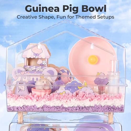 mini&moe Hamster Food Bowl - Ceramic Guinea Pig Bowl Anti-Turning Small Pet Food Feeding Dish for Rabbit Rat Gerbil Mouse Chinchilla - color: Pink