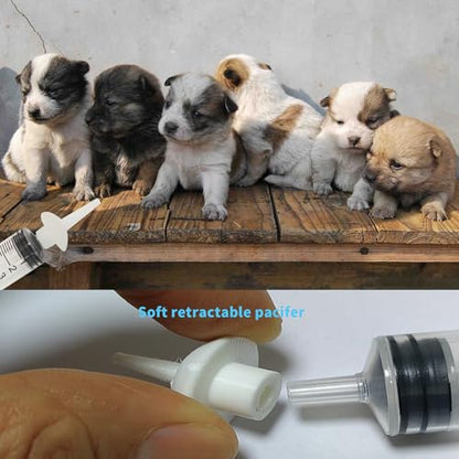Kitten Nipples for Feeding Puppy Bottle with Nipple and Syringe | Kitten Nursing Syringe Set 10 pcs Newborn Pet Nursing Kit for Cat, Dog, Squirrel, Rabbit and Other Small Animals