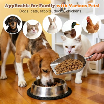 Mity rain Dog Food Scoop Stainless Steel with Long Handle, Precise Dog Food Measuring Cup 1.5, 1 1/4, 1, 3/4, 1/2 Cup, Pet Scoop for Cats, Rabbits, Animals, Metal Spoon for Dog Food Storage (1.5CUP) - size: 1.5CUP