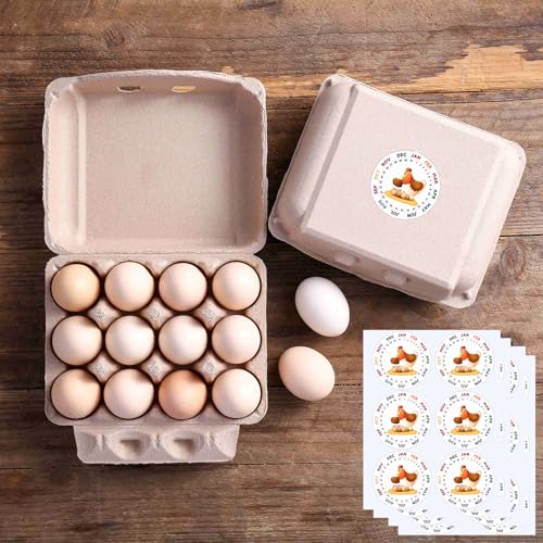 LayHyand 100 Pcs Vintage Egg Cartons with Labels, Square Dozen Egg Basket Blank Natural Paper Pulp, Classical 3x4 Style Holds Up to One Twelve 12 Count Chicken Eggs, Sturdy Eggs Box with Stickers - size: Dozen Egg Cartons 100 Pcs Set