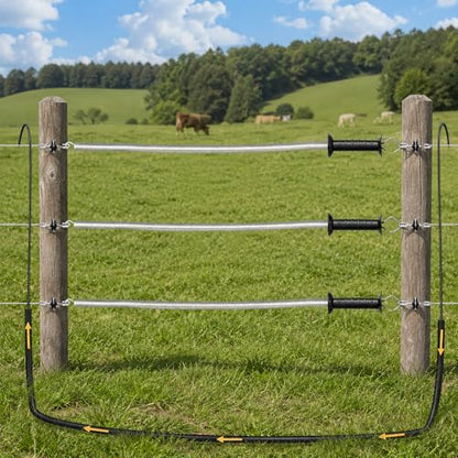 4 Set Electric Fence Spring Gate Handles Kit with Spring, 16.5 Feet Tension Spring, Handle Set with Anchors, Electric Fence Connectors