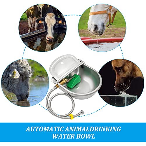 Automatic Water Dispenser for Dog Chicken Waterer Outdoor Dog Water Bowl Dispenser 304 Stainless Steel Feeder for Pets,Include Water Pipe and 3/4" Faucet