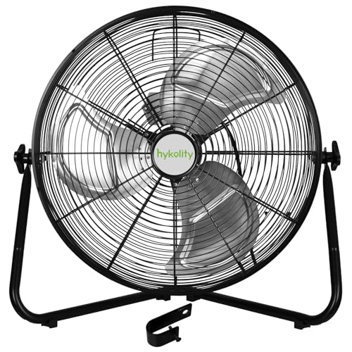 hykolity 20" High Velocity Floor Fan, 3-Speed 4650 CFM Heavy Duty Industrial Metal Shop Fan with Wall-Mounting System, Ideal for Commercial, Garage, Greenhouse and Gym - color: Black, size: 20 inch