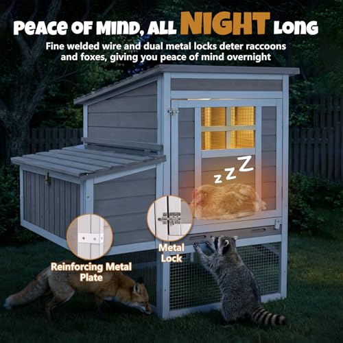 2-Story Wooden Chicken Coop, Outdoor Poultry House with Removable Leak-Proof Tray, Nesting Box, 2 Perches, Ventilation Metal Mesh, Rabbit Hutch for Small Animals, Backyard, Garden