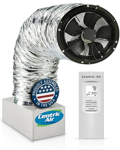 Centric Air 3.4B Whole House Fan | German Engineered | R5 Insulated Damper | 3242 CFM | Plug & Play, 2 Speed Remote with Temp & Timer | Energy Efficient | 15 Year Warranty | Attic Ventilation - color: Remote Control, size: 3.4B