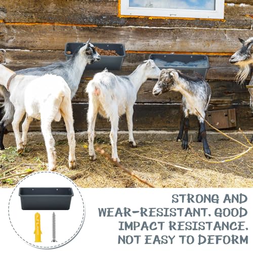 Wenqik 4 Pack Chicken Feeder Waterer Hanging Goat Feeders, 5 Quart Fence Mount Poultry Feed Troughs with Metal Clips and Screws, Livestock Feed Buckets for Sheep Duck Coop, Farm, Geese (Dark Gray) - color: Dark Gray