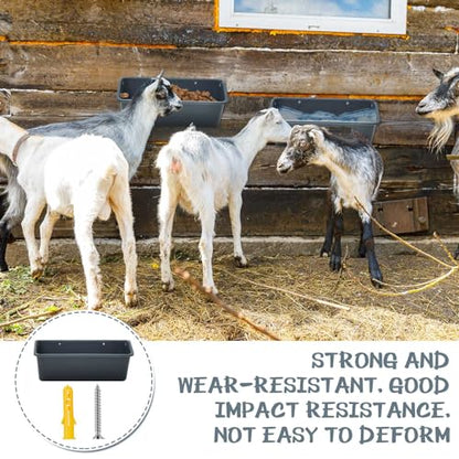 Wenqik 4 Pack Chicken Feeder Waterer Hanging Goat Feeders, 5 Quart Fence Mount Poultry Feed Troughs with Metal Clips and Screws, Livestock Feed Buckets for Sheep Duck Coop, Farm, Geese (Dark Gray) - color: Dark Gray