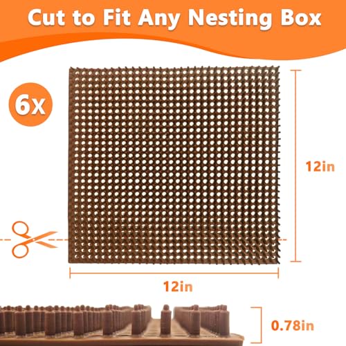 INNOLAND 6 Pack Chicken Nesting Pads, Reusable Nesting Pads for Chicken Coop, 12"x12" Plastic Laying Box Pads, Washable Nesting Box Pads for Chicken Coop Accessories