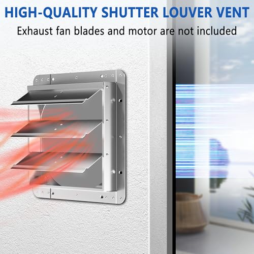 18 Inch Galvanized Shutter Exhaust Louver Vent, Automatic Gravity Shutter Louver Vent for Home Attics, Workshops, Barn, Greenhouse (Motor&Blades are not Included) - size: 18 Inch