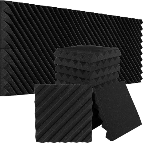 Foroomaco Slash Acoustic Foam Panels, 12 x 12 x 2 in, 12 Pack, Black | Linear sound absorbing acoustic panels for walls reduce echo and create continuous patterns for streaming and gaming rooms - color: Slash Black