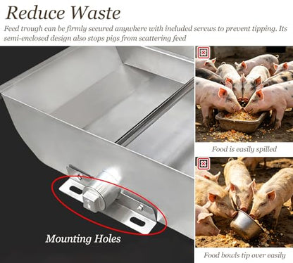 8 12 Holes Two-way Multi-compartment Pig Feeder, Large Capacity Floor Mounted Livestock Water Trough, Large Heavy Duty Feeder Trough(L100cm/39.4"(8 Slots)) - size: L100cm/39.4"(8 Slots)