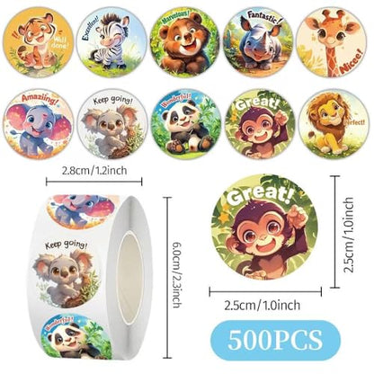 1000 Pcs Teacher Reward Animal Stickers for Classroom Boys Girls School Students.2 Roll 1 Inch Good Job Stickers.Teacher Must Haves Supplies Small Sticker - color: Teacher Reward