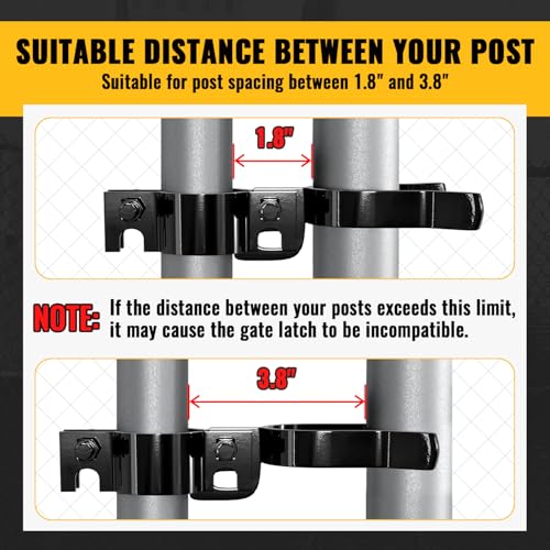 VIVIDA 1-3/8" x 1-7/8" Black Chain Link Gate Latch, Fence Fork Latch for Metal Gates with Padlock Hole, Black Chain Link Fence Parts, 1 PCS - size: 1-3/8" x 1-7/8" (1 PCS)