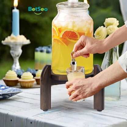 Drink Dispenser Stand Adjustable Width from 8" to 11.2" Wide - Beverage Jar and Water Plastic Jug Holder - to plant flower pots - Adjustable up to11.2-inch Wide (For 5-Gal Jug 8"-11.2")- Walnut Color - color: Drink Dispenser Stand-3 Legs