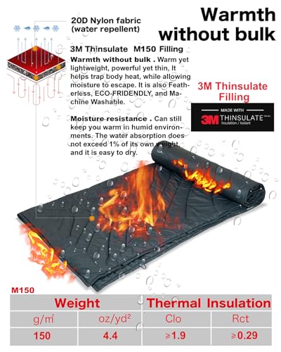 iClimb 3M Thinsulate Insulation Warm Camping Blanket Ultralight Compact - color: Light Grey, size: 72.8” × 55”, 1.52 lb