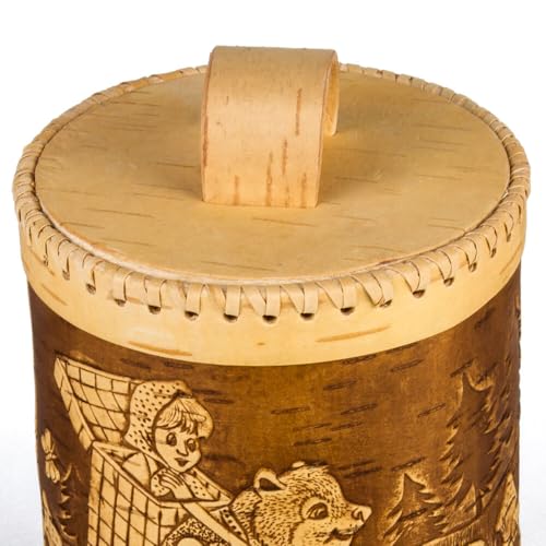 STP GOODS Birch Bark Container, Storage container, Kitchen Container Money to the House Birch Bark (Fairytale Design) - color: Fairytale Design