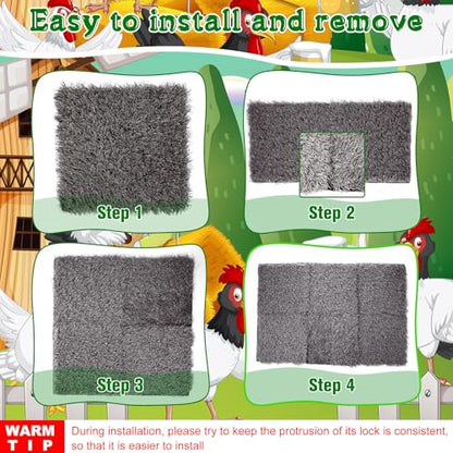 Zhengmy 12 Pcs Chickens Nesting Pads Set Nest Box Bedding Washable Nesting Pads for Chicken Coop, Artificial Grass Rug Carpet Synthetic Turf Mat, 12 x 12 x 1.2 Inches (Gray) - color: Gray
