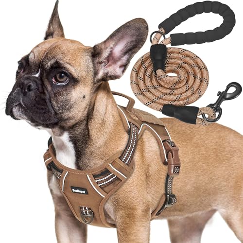Beebiepet Heavy Duty Tactical Dog Harness for Small Dogs, No Pull Adjustable Pet Harness Reflective Service Training Easy Control Pet Vest Military K9 Working Dog Harnesses- Medium, Brown - color: Brown, size: Medium