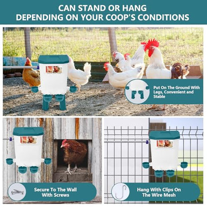 Lilyang Automatic Chicken Waterer| Float-Control Auto Waterer, Hanging/Standing Design, Connect to 3/4'' Faucet & Hose, Effortless Hydration Solution for Backyard Coop & Small Farm (Blue) - color: Blue
