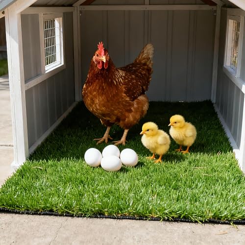 6 Pack Artificial Grass Nesting Box Pads, 12"x12" Washable Chicken Coop Liners for Egg Protection, for Chicken Coop and Pet Garden Lawn Indoor Outdoor