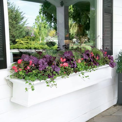 Mayne Yorkshire 7ft Window Box - White - 84in L x 12in W x 10in H - with 1.6 Gallon Built-in Water Reservoir (8827-W) - size: 7-Foot
