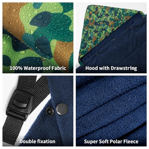 Waterproof Stadium Blanket, Fleece Camping Blanket Soft Warm Wearable Camp Blanket for Outdoor Camping, Picnic, Stadium, Sports, Beach, Car - color: Cam