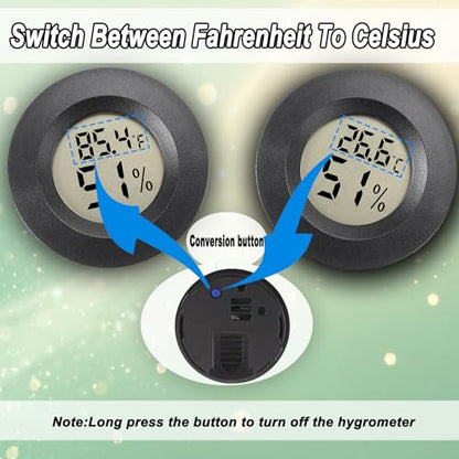 Mini Hygrometer Digital Thermometer Humidity Meter 2 Pack Hygrometer Thermometers Indoor/Outdoor Humidity Monitor Reptile Thermometer for Greenhouse Garden Cellar Fahrenheit(℉)/ Celsius(℃)