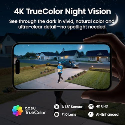aosu T2 Ultra 4K Security Cameras Wireless Outdoor, 2 Cam Kit, Smart Home Security System with TrueColor Night Vision, AI Recognition & 360° Motion Tracking, Solar Power, Expandable 1TB Local Storage - style: 2-Cam Kit