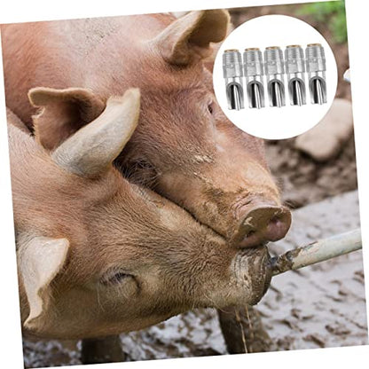 ORFOFE 5pcs Stainless Steel Pig Water Feeder Nozzles Durable Drinker Nozzle for Livestock Anti-Splash Design for Efficient Water Usage Animal Husbandry