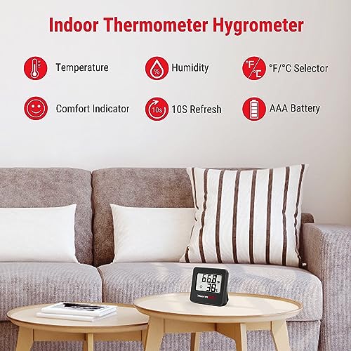 ThermoPro TP157 Hygrometer Indoor Thermometer for Home, Room Thermometer Humidity Meter with Accurate Temperature Humidity Sensor for Greenhouse Baby Room Office-1 Pack - size: Indoor Thermometer