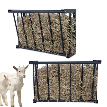 2Pcs Wall Mount Hay Rack, 27'' Long Livestock Hay Feeder with 16 Gallon Capacity, Carbon Steel Hay Feeder for Sheep, Goats, Horses, Indoor Outdoor Uses - size: 16INCH(2PCS)