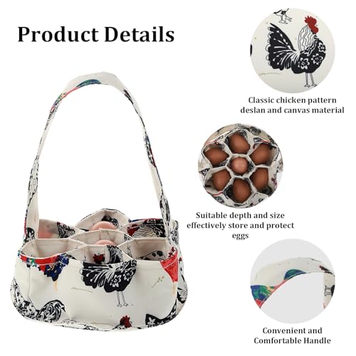 Egg Collection Basket, Egg Bags, Portable Eggs Carrier, Eggs Gathering Basket with 7 Pouches for Home Garden Farm Use