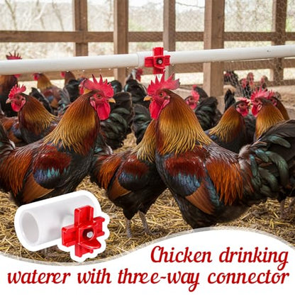 20 Pack Chicken Nipple Waterer with 1/2" PVC Tee Fittings, Automatic Poultry Waterer Kit Chicken Nipples for DIY Chicken Duck Quail Watering System, Side Mount Drinker