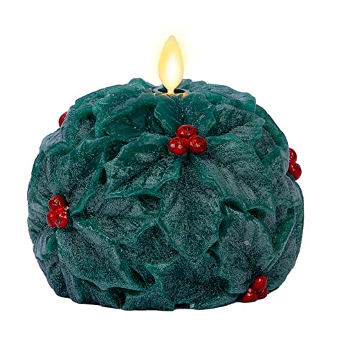 Luminara - Flameless Holiday Crystal Beads Glitter Sphere Candle - Chalky Green - Pack of 1-4x4.25 - Auto Timer Built-in 5-Hour Timer Indoor Use - color: Chalky Green